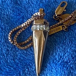 Henri Bendel 32 inch Rose Gold Necklace with Crystals and Gold Pendant